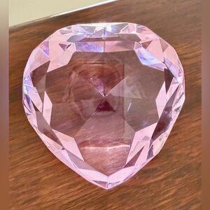 Faceted Heart Crystal Paperweight - Pink Tones